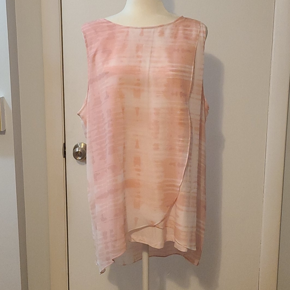 H by Halston Pink and White Flowing Top